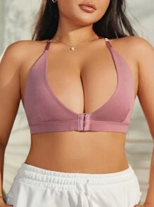 Sujetador sencillo y sin cables de unicolor para mujer de talla grande, ideal para uso diario