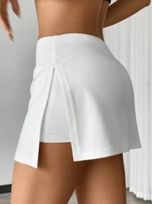 SHEIN EZwear 2pcs Tennis Skirts For Women Golf Athletic Activewear Skorts Mini Summer Workout Running Shorts ,Black And White - Multicolor - View 6