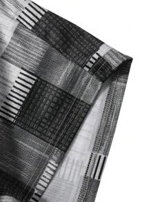 Manfinity RSRT 男士幾何印花束口腰休閒短褲，附帶口袋 - 灰色 - 查看 3