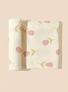 1pc Floral Patterned Soft Comfortable Breathable Swaddle Blanket For Infant Love Valentine - Multicolor - View 1