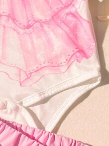 SHEIN 2pcs/Set Baby Girl Ballet Skirt With Printed Mesh Fabric, Elegant & Gorgeous, Soft & Comfortable, Suitable For Daily Wear And Leisure, Spring & Summer - Multicolor - View 5