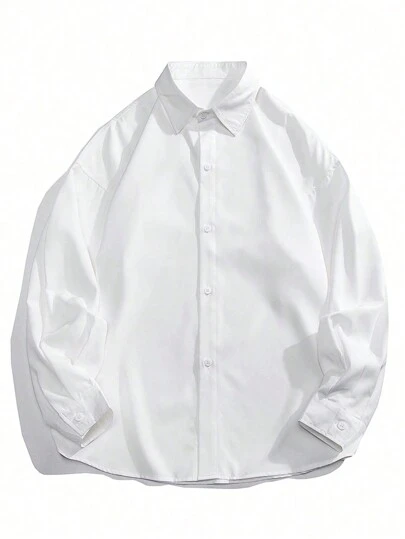 男士纯色落肩长袖衬衫，秋季款
