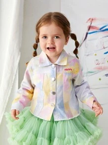 Baby Mädchen weißes lockeres Batik Denim Jacke für den lässigen Look