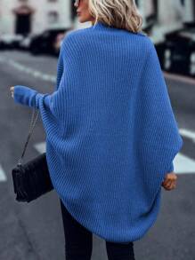 Áo khoác cardigan tay cánh dơi trơn màu thường ngày dành cho nữ - Màu xanh bụi bặm - Xem 2