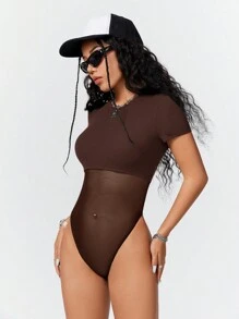 SHEIN Coolane Body de punto y malla de verano para mujer