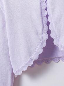 SHEIN Vintaside Kids Tween Girl Fashionable Simple Knit Shawl Cardigan (Outerwear) - Mauve Purple - View 6