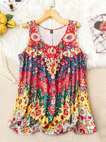 Linhara CURVE Áo ba lỗ cổ tròn không tay in họa tiết cỡ lớn cho các buổi đi chơi thường ngày mùa hè Áo phông họa tiết dành cho nữ - Nhiều màu - Xem 1