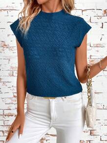 SHEIN Clasi Summer Women's Textured Stand Collar Shirt