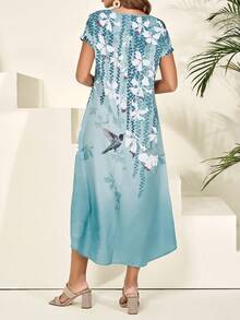 EMERY ROSE Vestido largo de manga corta con estampado floral de verano para mujer con una cintura definida - Multicolor - Ver 7