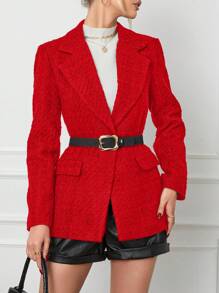 EURMUSE 西裝領單釦西裝外套 - 紅色 - 查看 3