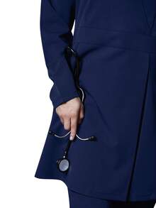 长袖 V 领开衩长线手术服套装 - 藏蓝色 - 查看 8