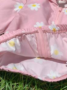 SHEIN Chaqueta informal con capucha para bebé niña con diseña de flores - Rosa - Ver 6