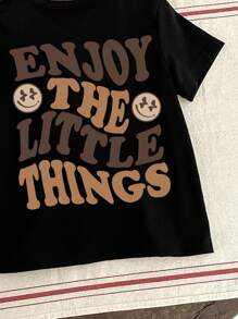 SHEIN ModeFlare Wear Baby Boy Casual Simple Cartoon Bedrukt Topje met Korte Mouwen, Geschikt Voor De Zomer