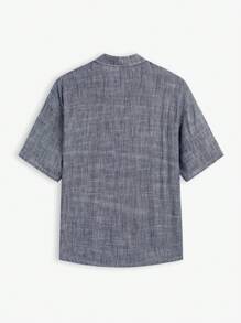 AKNOTIC Business Casual Linen Men's Woven Casual Short Sleeve Shirt With Stretchy  &  Blend Fabric, Patch Pocket Design, Fitted And Shoulder Seam Cuts, Fashionable Style, Suitable For Summer