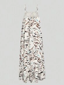 新款女裝時尚休閒假日細肩帶印花撞色連衣裙 - 彩色 - 查看 4