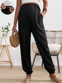 SHEIN Maternity City Vacation Pants - Navy Blue - View 1