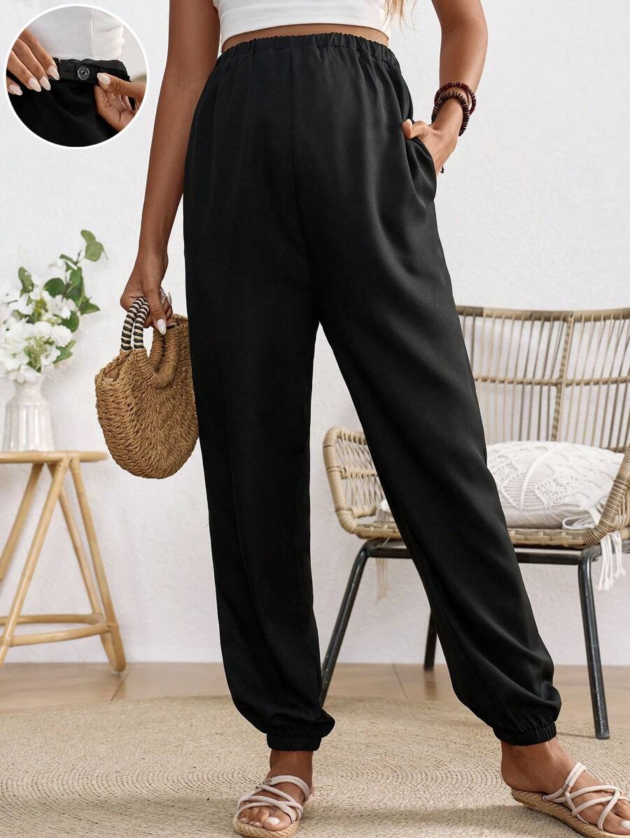 SHEIN Pantalones de maternidad para vacaciones en la ciudad - Azul Marino - Ver 1