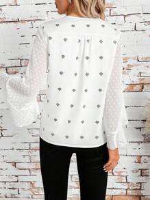 SHEIN Clasi Patchwork Batwing Sleeve Elegant Women's Shirt - Multicolor - View 2