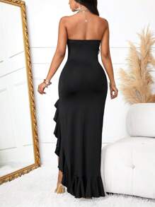 Women's Sexy Y2K Mini  IrregularVintage Black Hollow Out Off Shoulder Dress
