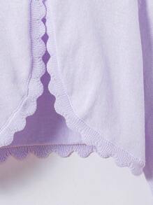 SHEIN Vintaside Kids Tween Girl Fashionable Simple Knit Shawl Cardigan (Outerwear) - Mauve Purple - View 4