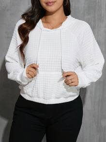 SHEIN Essnce Plus Size Hooded Loose Plaid Sweatshirt