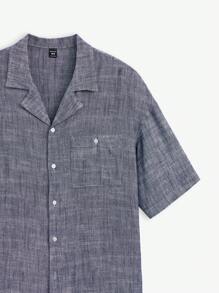 AKNOTIC Business Casual Linen Men's Woven Casual Short Sleeve Shirt With Stretchy  &  Blend Fabric, Patch Pocket Design, Fitted And Shoulder Seam Cuts, Fashionable Style, Suitable For Summer