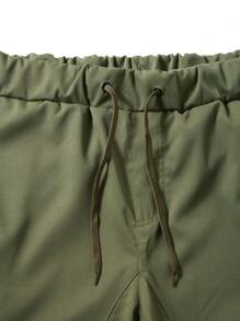 Manfinity Homme Pantalones casuales diarios de unicolor simple para hombres, para el otoño - Verde militar - Ver 7