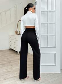 EURMUSE WOMEN BOTTOM BLACK CLASSIC PANT - Black - View 2