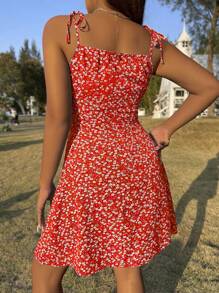 Breezaya Vestido de cami A-Line con pliegues en el busto y estampado floral