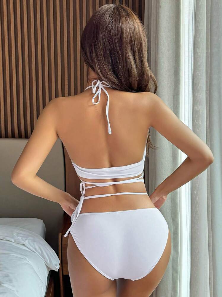 DAZY Women's White Bikini Set Swimwear Set, Sexy Holiday Bikini
