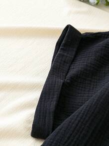 SHEIN LUNE Plus Size Color Block Single-Breasted Casual Short Sleeve Shirt For Summer - Dark Green - View 3