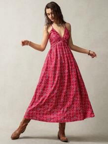 Bohemela Vacation Spaghetti Strap Backless Women's Slip Dress - Multicolor - View 2