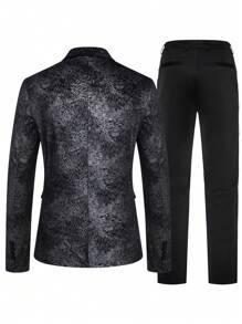 Manfinity AFTRDRK Hombres de cuello pico con botón Blazer & Pantalones de traje - Negro - Ver 2