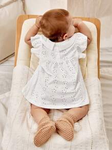 SHEIN 5pcs Baby Girls' Elegant Retro 3D Flower Lace Gift Set For Casual Wear, Spring/Summer - White - View 2