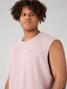 Manfinity VCAY 2pcs/Set Men's Plus Size Knitted Casual Slim Fit Sleeveless Tank Top And Mid-Waist Straight Shorts, Summer And Daily Wear - Mauve Purple - View 7