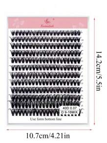 240片 40D D捲度 度假風 9mm-16mm 混長自然假睫毛，單排濃密單簇假睫毛，DIY簇裝假睫毛，單簇睫毛接片，假睫毛簇，單簇假睫毛，假睫毛 - 黑色 - 查看 3