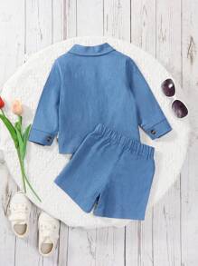 Bebeluși băieți, la modă, în stil coreean, brodat cu flori, set casual pentru băieți - Multicolor - Vizualizare 2
