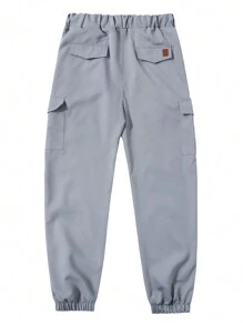 Manfinity Homme Men's Drawstring Pocket Design Casual Daily Wear Pants - Light Grey - View 3