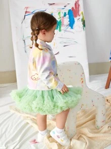 Baby Mädchen weißes lockeres Batik Denim Jacke für den lässigen Look