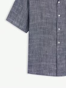 AKNOTIC Business Casual Linen Men's Woven Casual Short Sleeve Shirt With Stretchy  &  Blend Fabric, Patch Pocket Design, Fitted And Shoulder Seam Cuts, Fashionable Style, Suitable For Summer