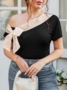 Celure Áo thun tay ngắn cổ bẻ thiết kế hình bướm thanh lịch cỡ lớn cho mùa hè - Nhiều màu - Xem 6