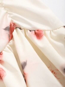DAZY Damen Sommerkleid mit floralen Drucken, aufgebauschten Ärmeln und geraffter Taille, Strandkleid für den Urlaub - Verschiedenfarbig - Übersicht 7