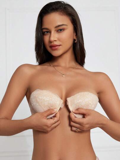 Sujetador Sin Tirantes De Encaje Para Mujer