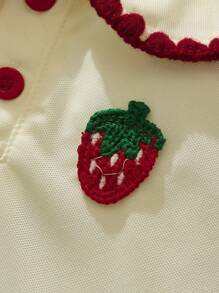 SHEIN 女婴可爱休闲草莓刺绣上衣和裙子套装，适合春夏季和圣诞节