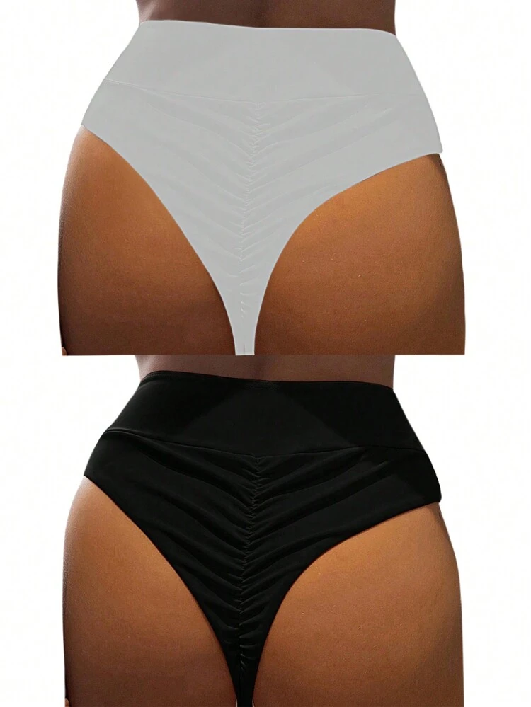 Ladies' Solid Color Minimalist Vacation Beachwear Bikini Bottom Summer