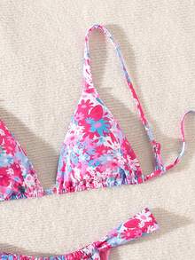 Ladies' Summer Beach Floral Print Sexy Bikini Set, Random Print