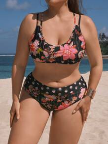 Swim Lushoire Bikini Set mit Blumenmuster für den Sommerurlaub in großen Größen