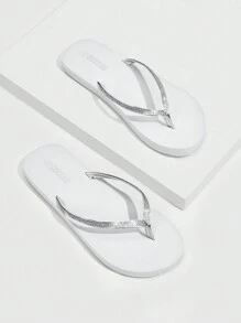 Grefit Women's Fashionable Slippers Spring Shoes Spring Break Easter For Casual Beach Style For Christmas Beach Outfit - Silver - View 5