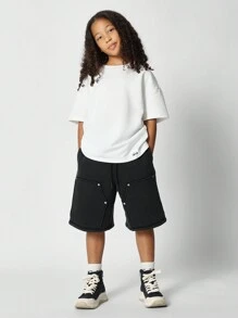 SUMWON Tween Girls Carpenter Short - Black - View 3