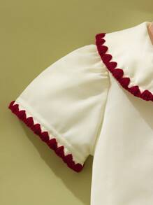 SHEIN 女婴可爱休闲草莓刺绣上衣和裙子套装，适合春夏季和圣诞节